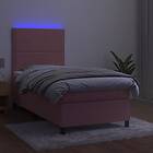vidaXL Ramsäng med madrass rosa & LED 100x200 cm sammet 3136052