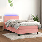 vidaXL Mattress base med madrass rosa & LED 80x200 cm sammet 3134314