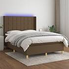 vidaXL Ramsäng med madrass & LED mörkbrun 140x190 cm tyg 3138872