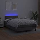 vidaXL Ramsäng med madrass & LED grå 120x200 cm konstläder 3134217