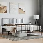 vidaXL Bed Frame med huvudgavel och fotgavel svart metall 135x190 cm 352497