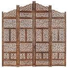 vidaXL Rumsavdelare 4 paneler handsnidad brun 160x165 cm mangoträ 285329