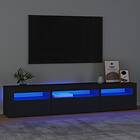 vidaXL TV-benk med LED-belysning svart 195x35x40 cm 3152739