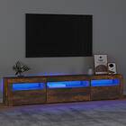 vidaXL TV-benk med LED-belysning Rökfärgad ek 195x35x40 cm 3152743