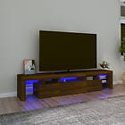 vidaXL Support TV med LED-belysning brun ek 200x36,5x40 cm 3152817