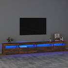 vidaXL TV-benk med LED-belysning rökfärgad ek 270x35x40 cm 3152751