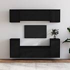 vidaXL TV Stand 6 delar svart massiv furu 3100193