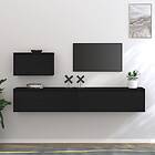 vidaXL TV Stand 3 delar svart massiv furu 3100278