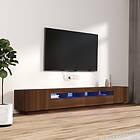 vidaXL Tv-bänk 3 delar med LED brun ek konstruerat trä 3120175