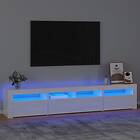 vidaXL TV Stand med LED-belysning vit högglans 210x35x40 cm 3152734