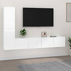 vidaXL Tv-skåp 4 delar högglans vit konstruerat trä 3114314