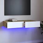 vidaXL TV-taso med LED-belysning vit och sonoma-ek 90x35x15,5 cm 832877