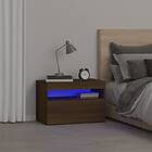 vidaXL Sängbord med LED-belysning brun ek 60x35x40 cm 3152830