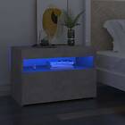 vidaXL Sängbord med LED-belysning 2 st betonggrå 60x35x40 cm 3082783