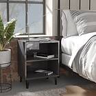 vidaXL Sängbord med metallben grå högglans 40x30x50 cm 805813
