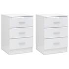 vidaXL Sängbord 2 st vit högglans 38x35x56 cm konstruerat trä 800463
