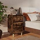 vidaXL Sängbord med ben i massivt trä 2 st rökfärgad ek 40x35x69 cm 813135
