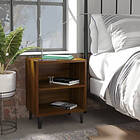 vidaXL Sängbord med metallben 2 st brun ek 40x30x50 cm 813109