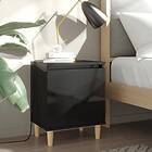 vidaXL Sängbord med massiva ben svart högglans 40x30x50 cm 805829