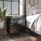 vidaXL Sängbord med metallben svart högglans 40x30x50 cm 805847