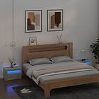 vidaXL Sängbord 2 st med LED-belysning Betonggrå 60x35x40 cm 3080738