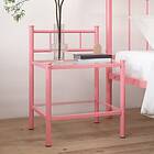 vidaXL Sängbord rosa och transparent 45x34.5x60.5 cm metall glas 325091