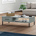 vidaXL Sofabord med metallben OSLO grå massiv furu 351037