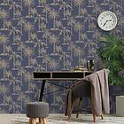 vidaXL DUTCH WALLCOVERINGS Tapet tropiska träd marinblå och silver 437420