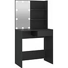 vidaXL Sminkbord med LED svart 74.5x40x141 cm 833288