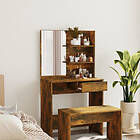 vidaXL Sminkbord med spegel rökfärgad ek 74,5x40x141 cm 820490