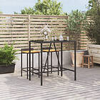 vidaXL Barbord med glasskiva svart 110x70x110 cm konstrotting 362588