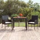 vidaXL Trädgårdsbord med träskiva svart 90x90x75 cm konstrotting 319897