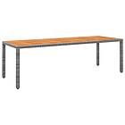vidaXL Trädgårdsbord grå 250x100x75 cm konstrotting & akaciaträ 310597
