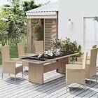 vidaXL Trädgårdsbord med glasskiva beige konstrotting&härdat glas 319557