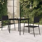 vidaXL Trädgårdsbord svart 80x80x74 cm stål och glas 318749
