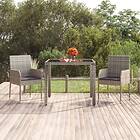 vidaXL Trädgårdsbord med glasskiva grå 90x90x75 cm konstrotting 319896