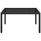 vidaXL Trädgårdsbord med glasskiva svart 150x90x75 cm konstrotting 319899