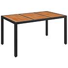 vidaXL Trädgårdsbord med träskiva svart 150x90x75 cm konstrotting 319901