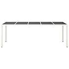 vidaXL Trädgårdsbord vit 250x100x75 cm konstrotting och härdat glas 362556