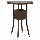 vidaXL Utebord Ø60x75 cm Härdat glas och konstrotting brun 310599