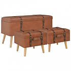 vidaXL Förvaringspallar 3 st beige konstläder 247532