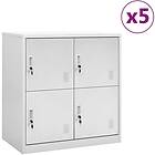 vidaXL Förvaringsskåp 5 st ljusgrå 90x45x92,5 cm stål 3095227