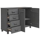 vidaXL Skänk HAMAR mörkgrå 113x40x80 cm massiv furu 340446