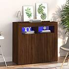 vidaXL Skänk med LED-belysning brun ek 80x35x75 cm 815731