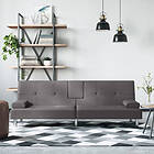 vidaXL Bäddsoffa med mugghållare grå konstläder 351928