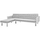 vidaXL Sovesofa tyg 218x155x69 cm vit och grå 244331