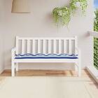 vidaXL Bänkdyna för trädgården blå&vit randig 150x50x7 cm oxfordtyg 361614