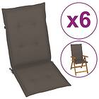 vidaXL Stolsdynor 6 st taupe 120x50x3 cm tyg 314112