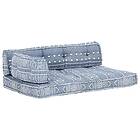 vidaXL Dyna till pallsoffa indigo tyg lappmönster 287726