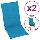 vidaXL Stolsdynor 2 st blå 120x50x3 cm tyg 43183